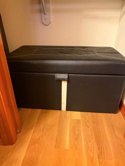 Faux Leather Storage Ottoman Used As a Toy Bos