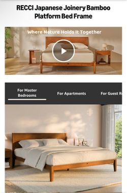 Japanese Joinery King Solid Bamboo Bed Frame with Headboard