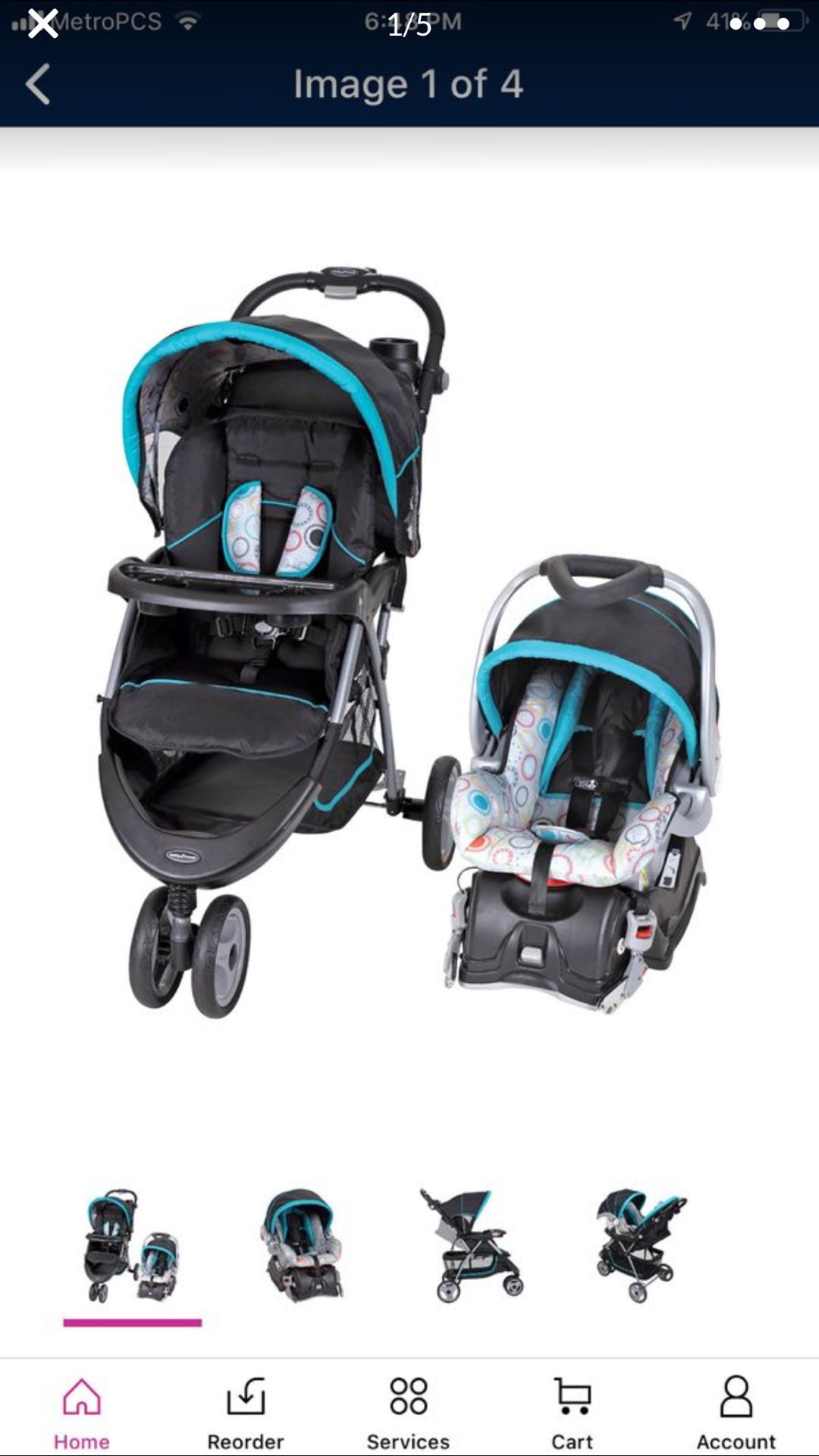 Stroller with car seat and base( carreola con su silla y base )