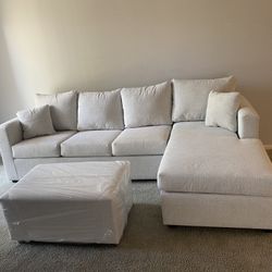 White Greyish Sectional With Ottoman ‼️take It Home With $39 Easy Approval ‼️