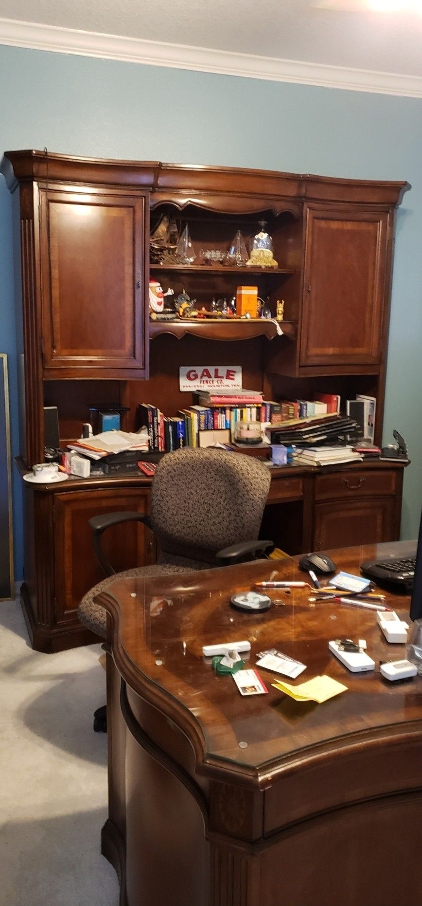 Complete Executive Desk,Credenza&Hutch,Two Filing Cabinets