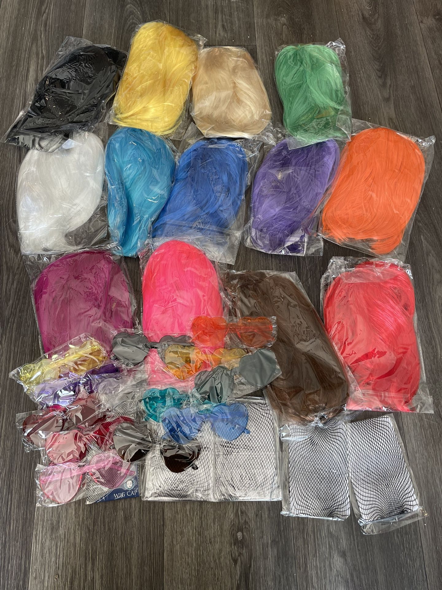 Colorful Costume Wigs W/ Matching Sunglasses