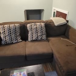 Brown Couch With Chaise For Sale- $200