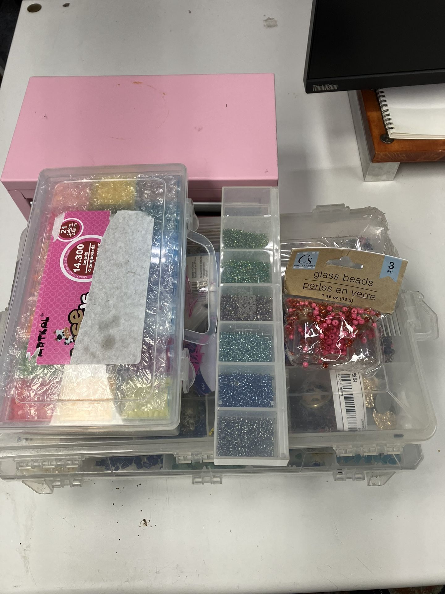 Large Jewelry Making Bead Lot + Supplies, metal tool box