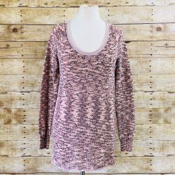 We The Free Free People Pink Space Dye Scoop Neck Longline Sweater OB380291