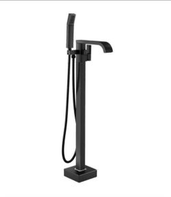 AKLFGN Single-Handle Freestanding Floor Mount Roman Tub Faucet Bathtub Filler with Hand Shower in. Matte Black