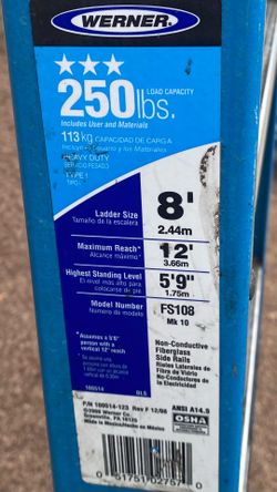 Werner 8ft fiber glass ladder non-conductive