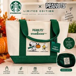 RARE Starbucks x Peanuts Snoopy Pumpkin Tote Bag š NEW WITH TAGS