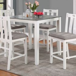 Brand New White & Grey 5pc Counter Height Dining Table Set 