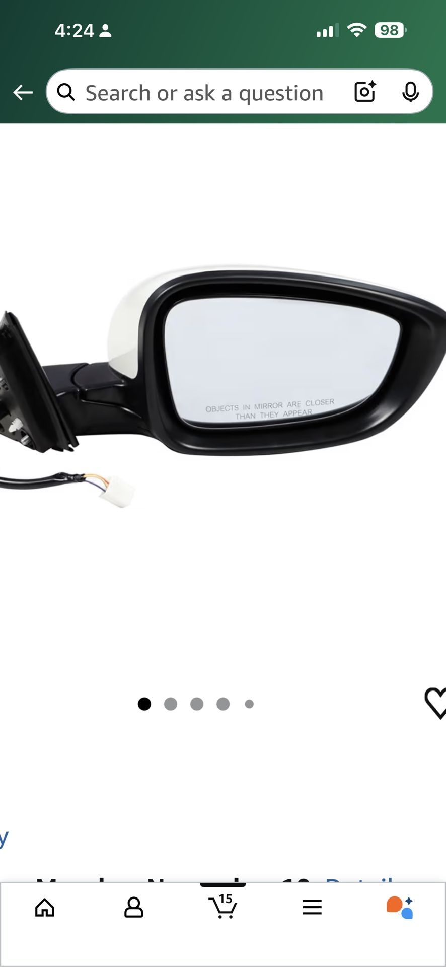 Right Passenger Side Mirror Assembly Compatible with Accord 2018-2022 Power and Manual Fold 76208TVEH01 (White 3Pins)