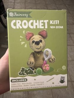 Faircosy Complete Dog Playing Tennis Crochet Kit for Beginners - Still Sealed