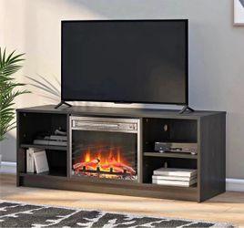 Mainstays Fireplace TV Stand, for TVs up to 55", Black Oak
