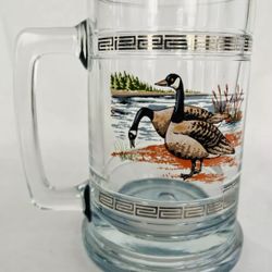 Vintage Princess House Gold Detail Glass Mug With Canadian Geese Beer Stein