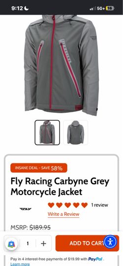 Fly racing carbyne grey motorcycle jacket