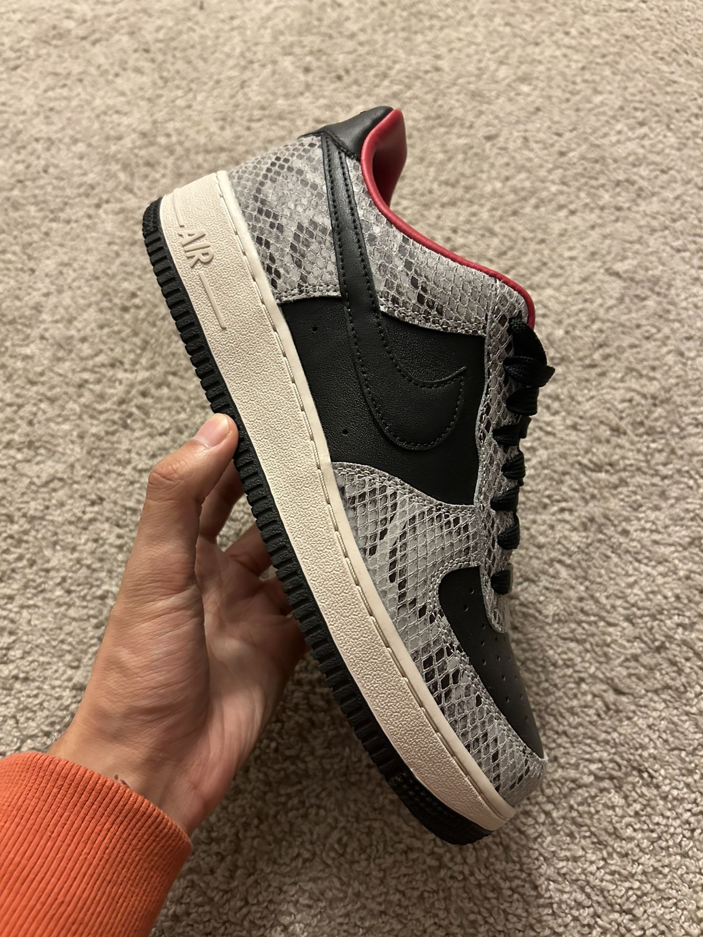 Nike Air Force Low ID Snakeskin 'Black Cement' Size