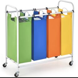 4 Bag Laundry Sorter Cart
