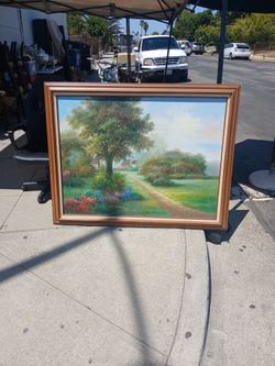Hamilton Artist Mountain Valley Landscape Oil Painting 55x43