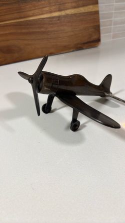 Bronze Metal Propeller Airplane Figurine