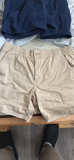Khaki Elastic Waist Chino Shorts
