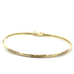 Child Little Girl’s Baby 10k Yellow Gold Diamond Cut Textured Striped Locking Bangle Bracelet GP3126780