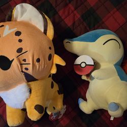 Giant Lion and Cyndaquil Pokémon plush