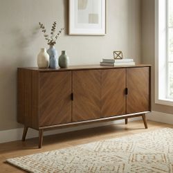 63" Walnut sideboard/Buffet cabinet- Mid-Century modern