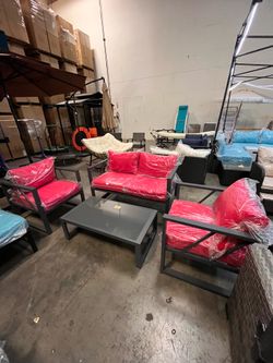 (no assemble require)Brand New High Quality Aluminum 4 pcs Patio Furniture Conversation Set outdoor indoor