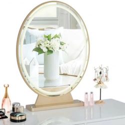 Hollywood Gold  Vanity Mirror Lighted Makeup Mirror Remote Control 4 Color Dimming