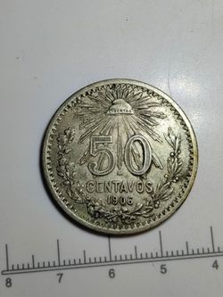 Silver 1906 Mexican 50 Centavos
