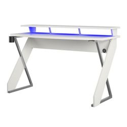 Gaming Desk with Riser in White   Features: Go from n00b to true gamer with the NTense Xtreme Gaming Desk with Riser Made of painted MDF wi