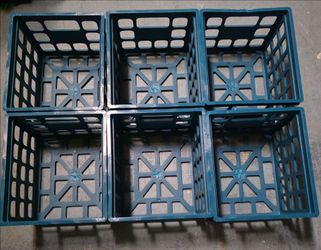 Set of 6 Dark Teal Plastic Storage Crates
