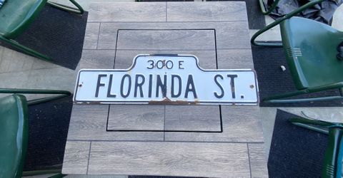 Antique Porcelain Florinda Street Sign Hanford