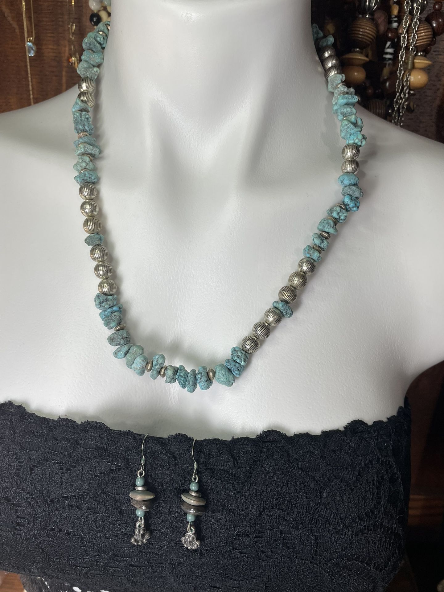 Beaded Necklace & Dangle Earrings