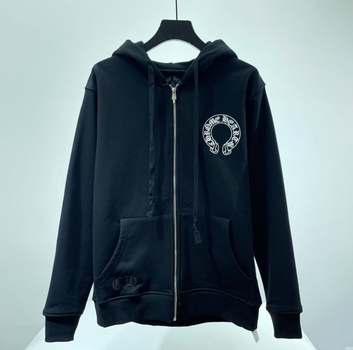 New Black Chrome Hearts Zip Up Hoodie