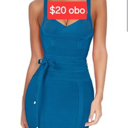 Sleeveless Bodycon Dress Blue Size Large
