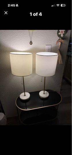 Pair of Table Lamps with Marble Base