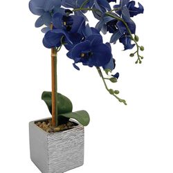 OneDesign Home Artificial Orchids in Metallic Vase - Lifelike Purple Potted Fake Plants, Real-Touch Vivid Petals & Leaves, Ideal Décor for Home, Offi