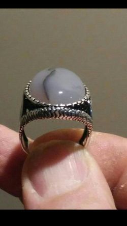 Yamani Agate Silver Ring size 10 عقيق يماني