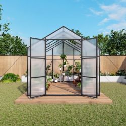 Newly Design Aluminum Frame greenhouse 8x10 FT Polycarbonate Greenhouse Heavy Duty Walk-in Greenhouses for Garden Backyard in All Season
