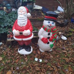 Snow Man And Santa Claus Blow Mold