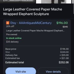 Elephan Paper Mache Leather Cover Figures 