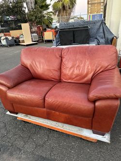 Red Leather Loveseat