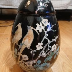 Decoupage Asian Urn Or Vase