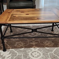 Wrought Iron Coffee Table w/Cypress Top