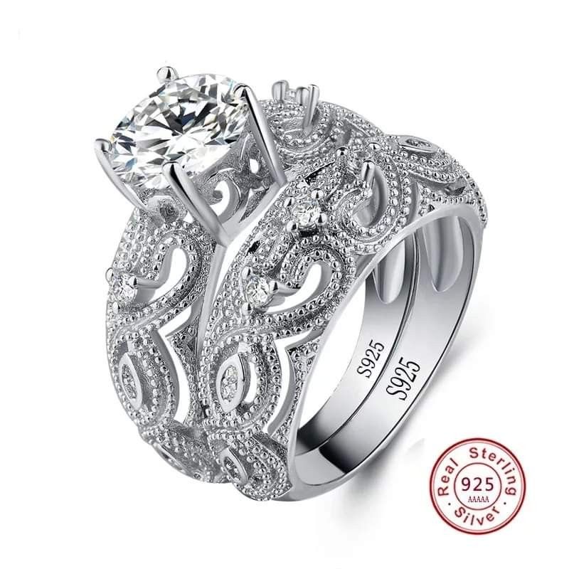 100% Silver Engagement & Wedding Ring Set Number 9 is available at Wetmore and Flowing Wells.