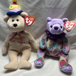 Ty Beanie Babies-2 birthday Beanies