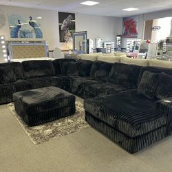 Black Sofa Sectional W/ Free Ottoman 
