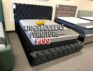 New Queen bed frame with mattress
