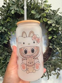 Labubu 16oz glass cup