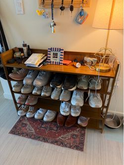 Shoe rack entry table midcentury modern vibe furniture